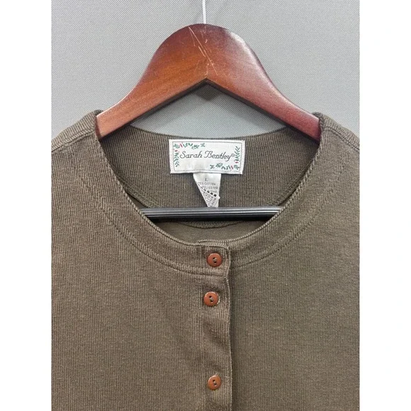 Sarah Bentley Vintage Womens Cardigan Sweater Olive Green Button Front Size L - Picture 4 of 8